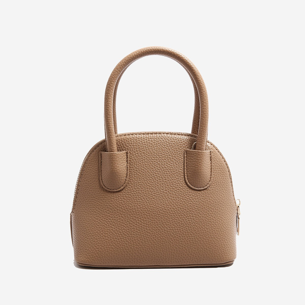 Mini Dome Top Handle Bag with Crossbody Strap - Khaki