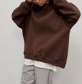 Oversized Fleece Crewneck Tunic - Brown