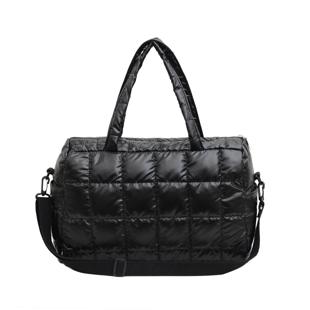 Quilted Puffer Tote Bag With Crossbody Strap