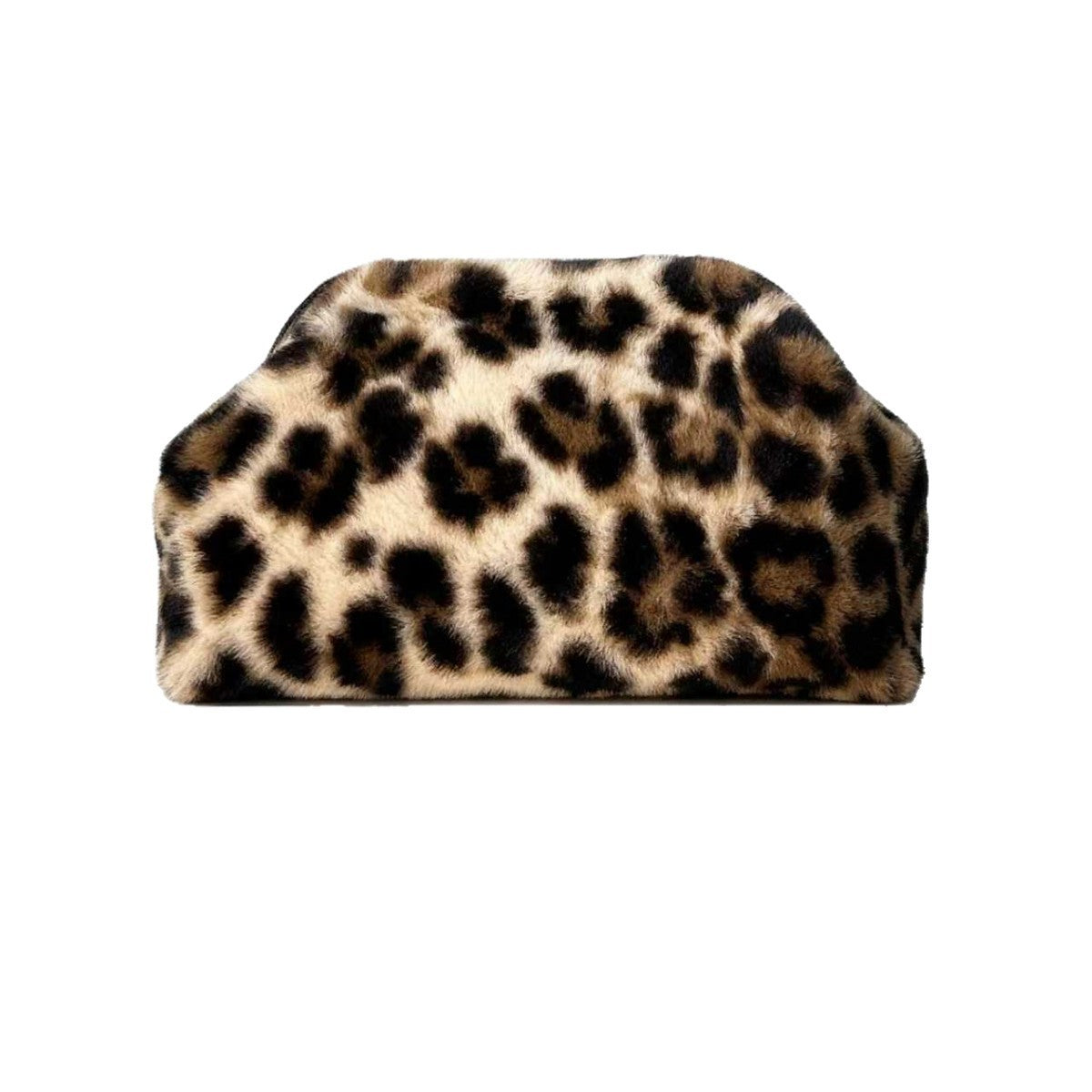 Plush Animal Print Pouch Clutch
