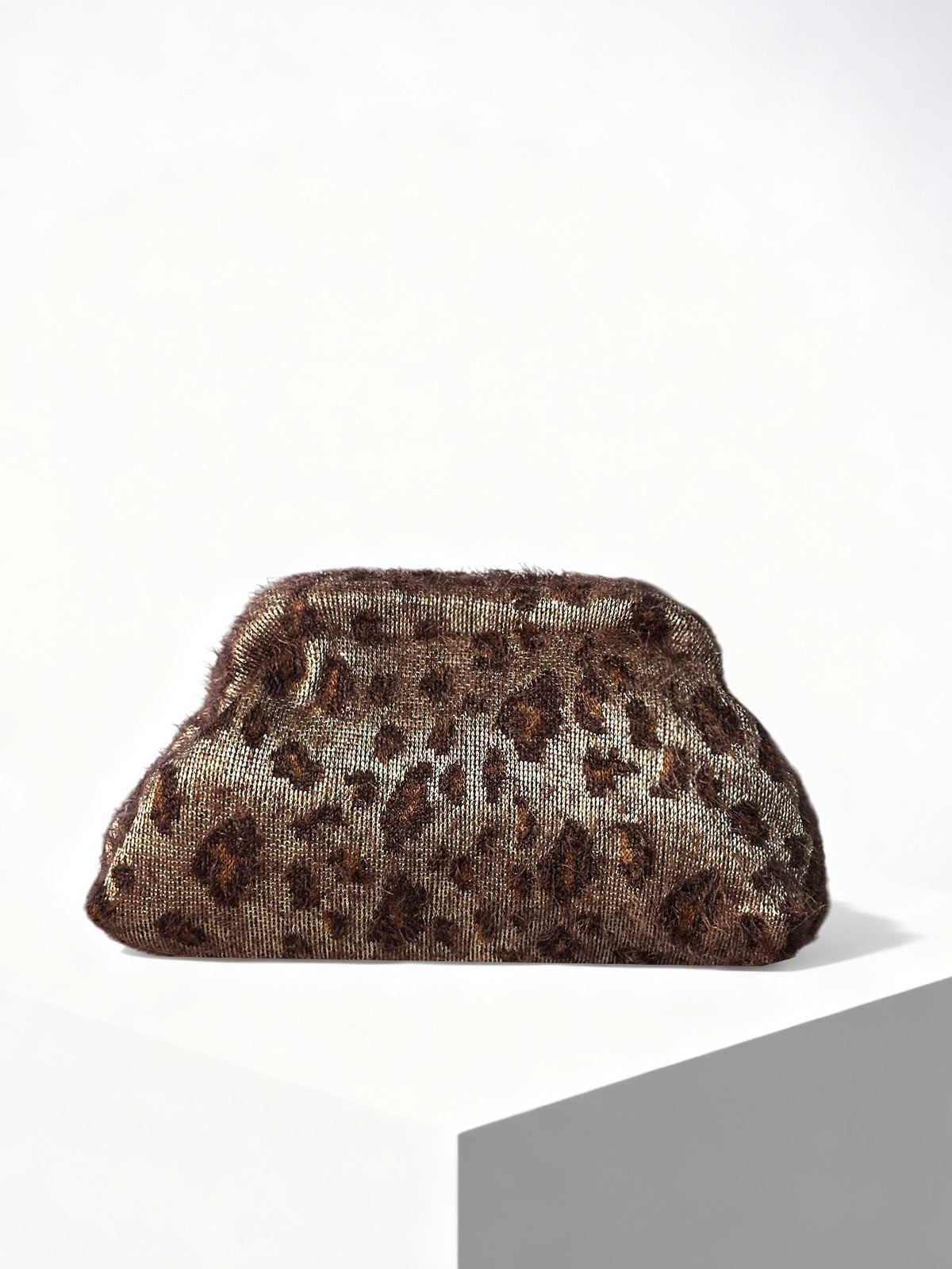Plush Animal Print Pouch Clutch