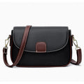 Pebbled Faux Leather Flap Saddle Crossbody Bag - Black