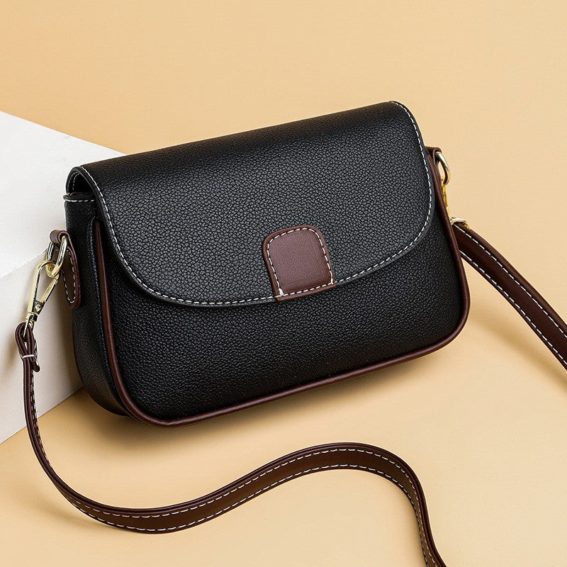 Pebbled Faux Leather Flap Saddle Crossbody Bag