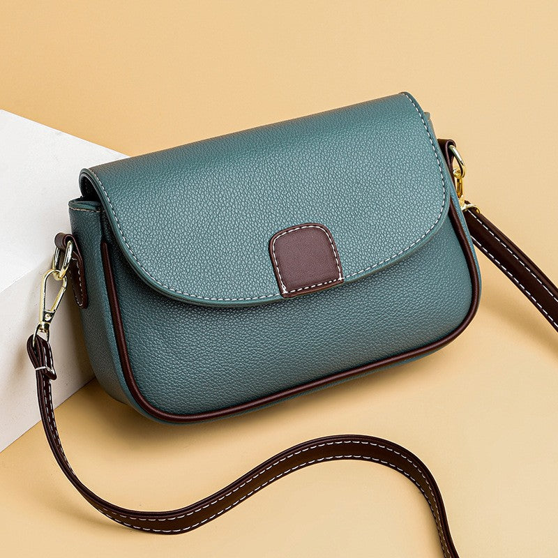Pebbled Faux Leather Flap Saddle Crossbody Bag