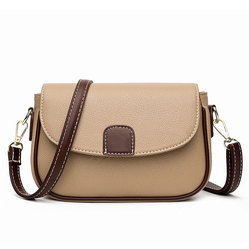 Pebbled Faux Leather Flap Saddle Crossbody Bag