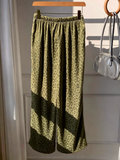 Leopard Jacquard Wide Leg Sleep Pants - Green