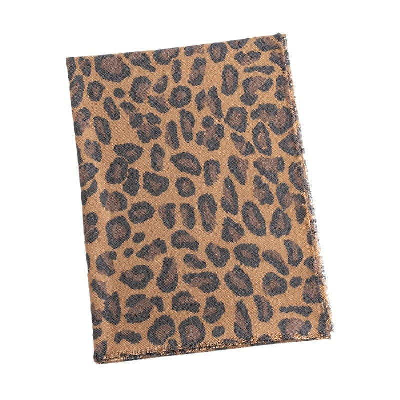 Leopard Print Fringed Winter Scarf - NO01