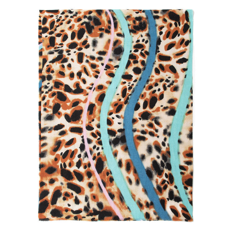 Leopard Print Fringed Winter Scarf - NO10