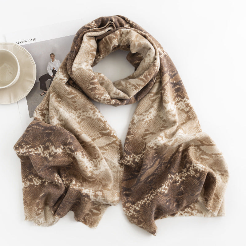 Leopard Print Fringed Winter Scarf - NO13