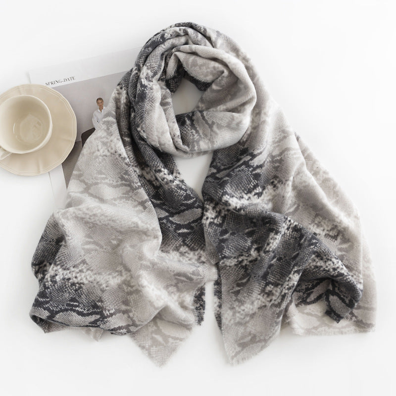 Leopard Print Fringed Winter Scarf - NO14