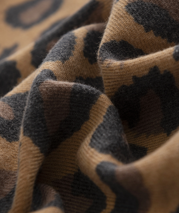 Leopard Print Fringed Winter Scarf - view 1