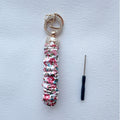 Crystal Bow Ruched Satin Keychain Wristlet - Floral