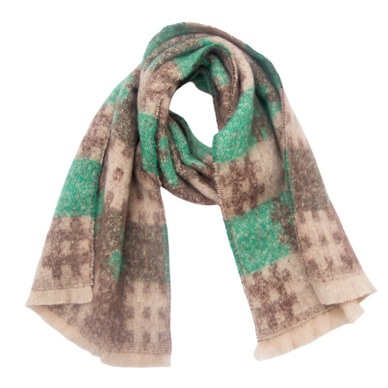 Brushed Grid Check Oversized Blanket Scarf - NO-1 - 1