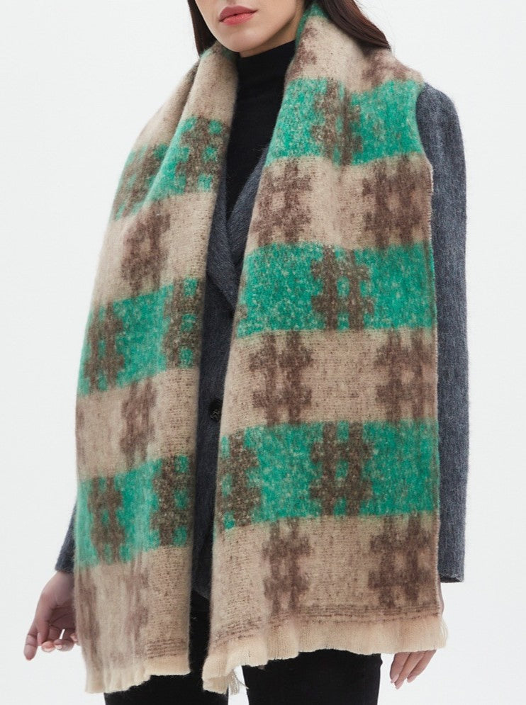 Brushed Grid Check Oversized Blanket Scarf - NO-1 - 2