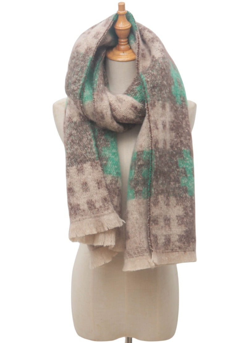 Brushed Grid Check Oversized Blanket Scarf - NO-1 - 4