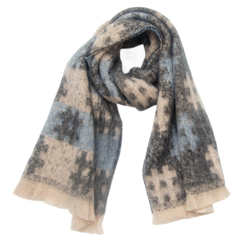 Brushed Grid Check Oversized Blanket Scarf - NO-2