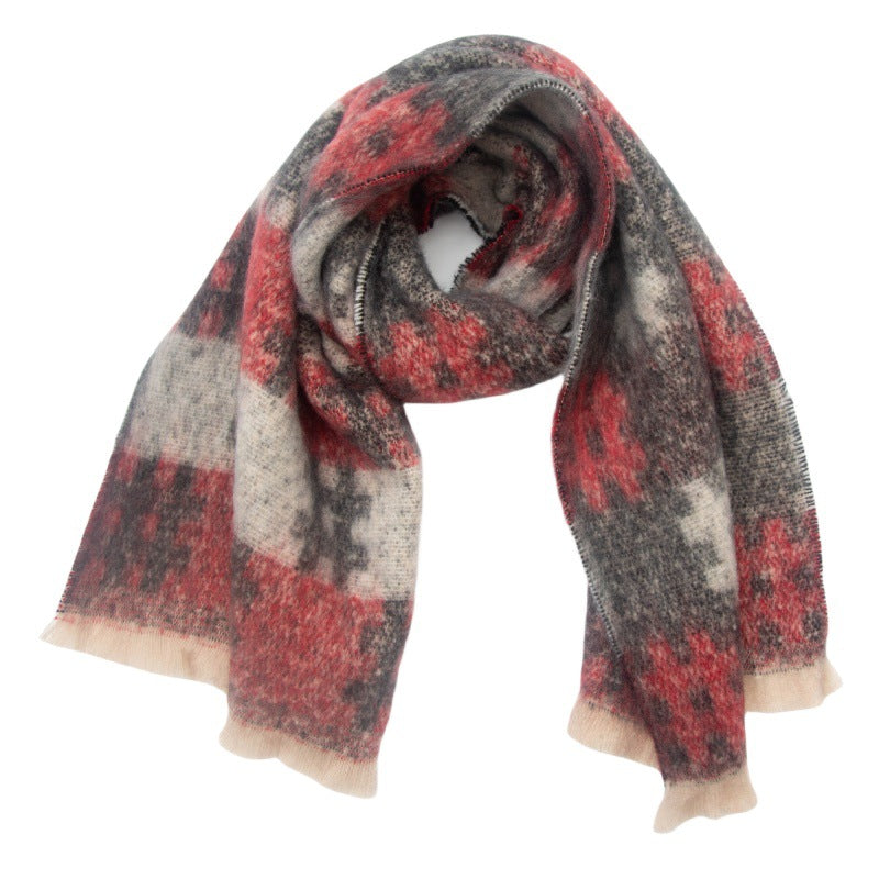 Brushed Grid Check Oversized Blanket Scarf - NO-3