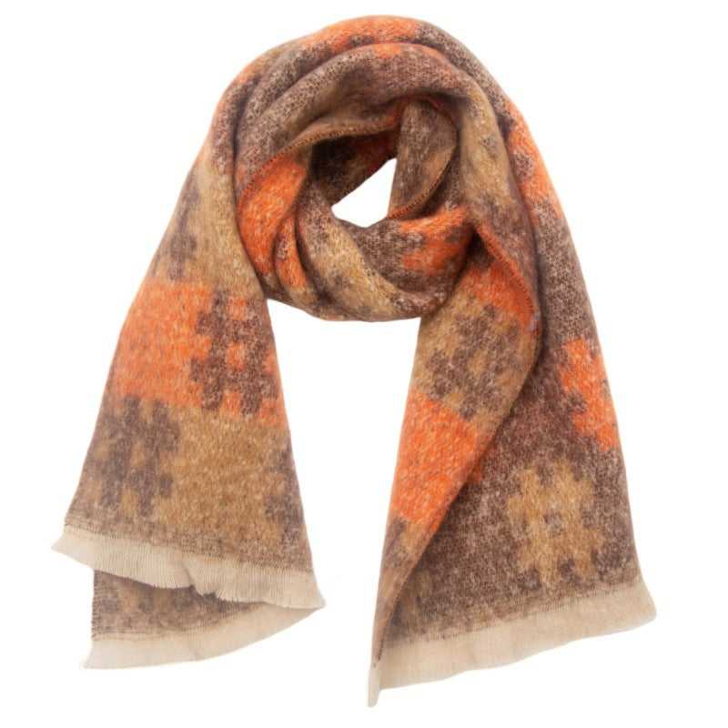 Brushed Grid Check Oversized Blanket Scarf - NO-4