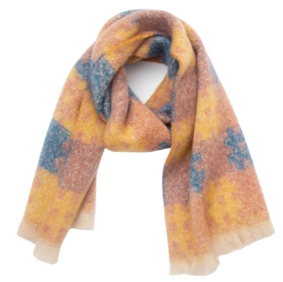 Brushed Grid Check Oversized Blanket Scarf - NO-5