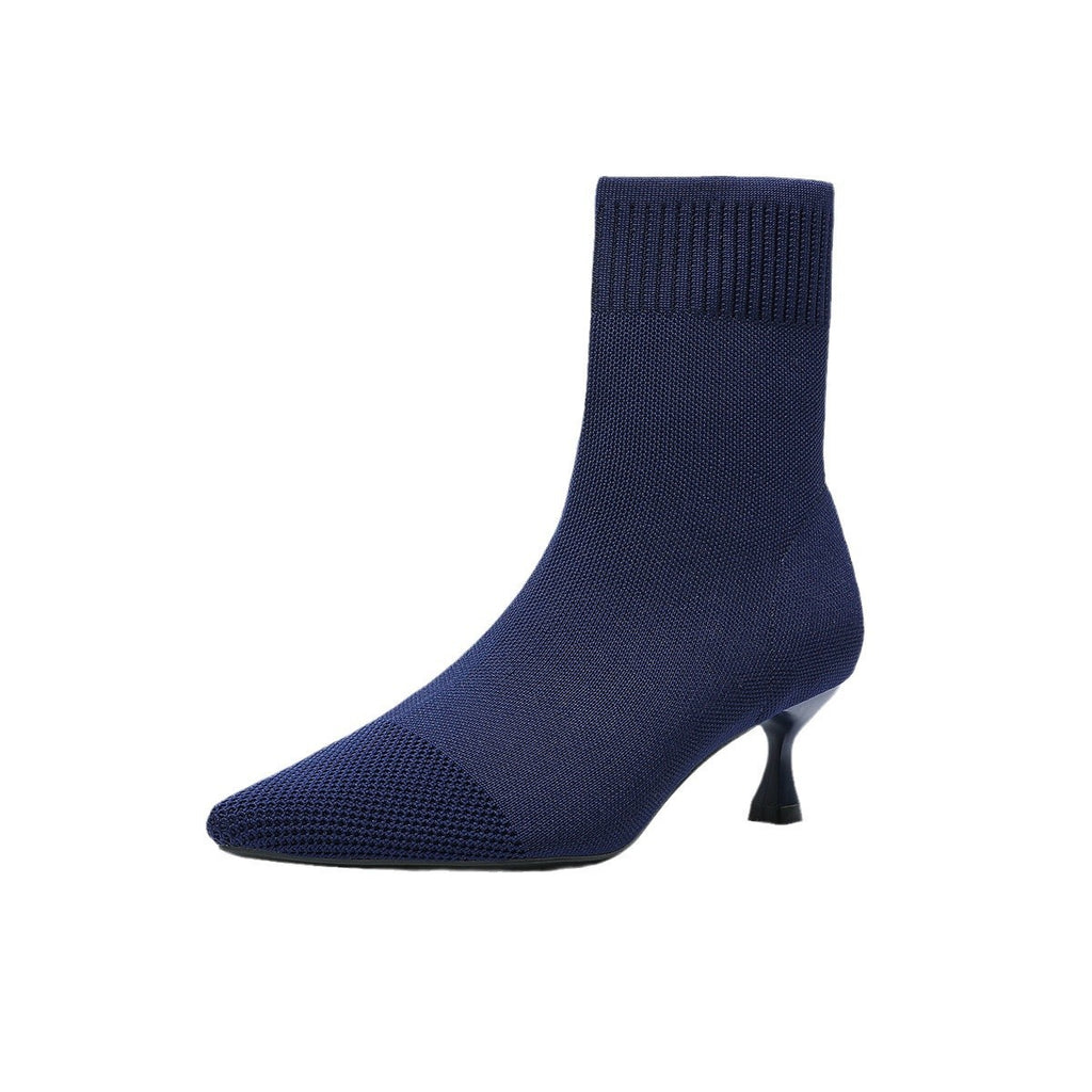 Knit Sock Kitten Heel Ankle Boots