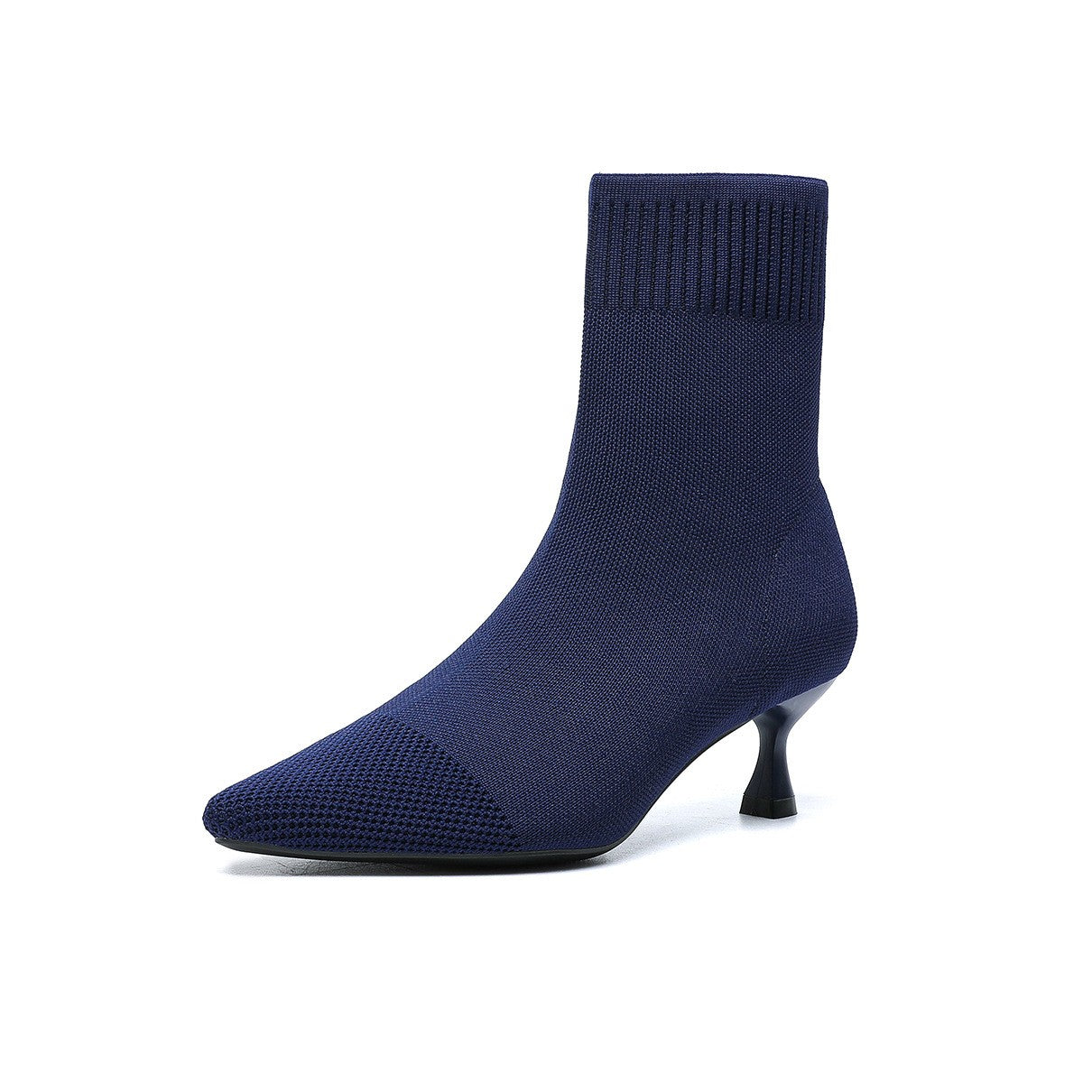 Knit Sock Kitten Heel Ankle Boots