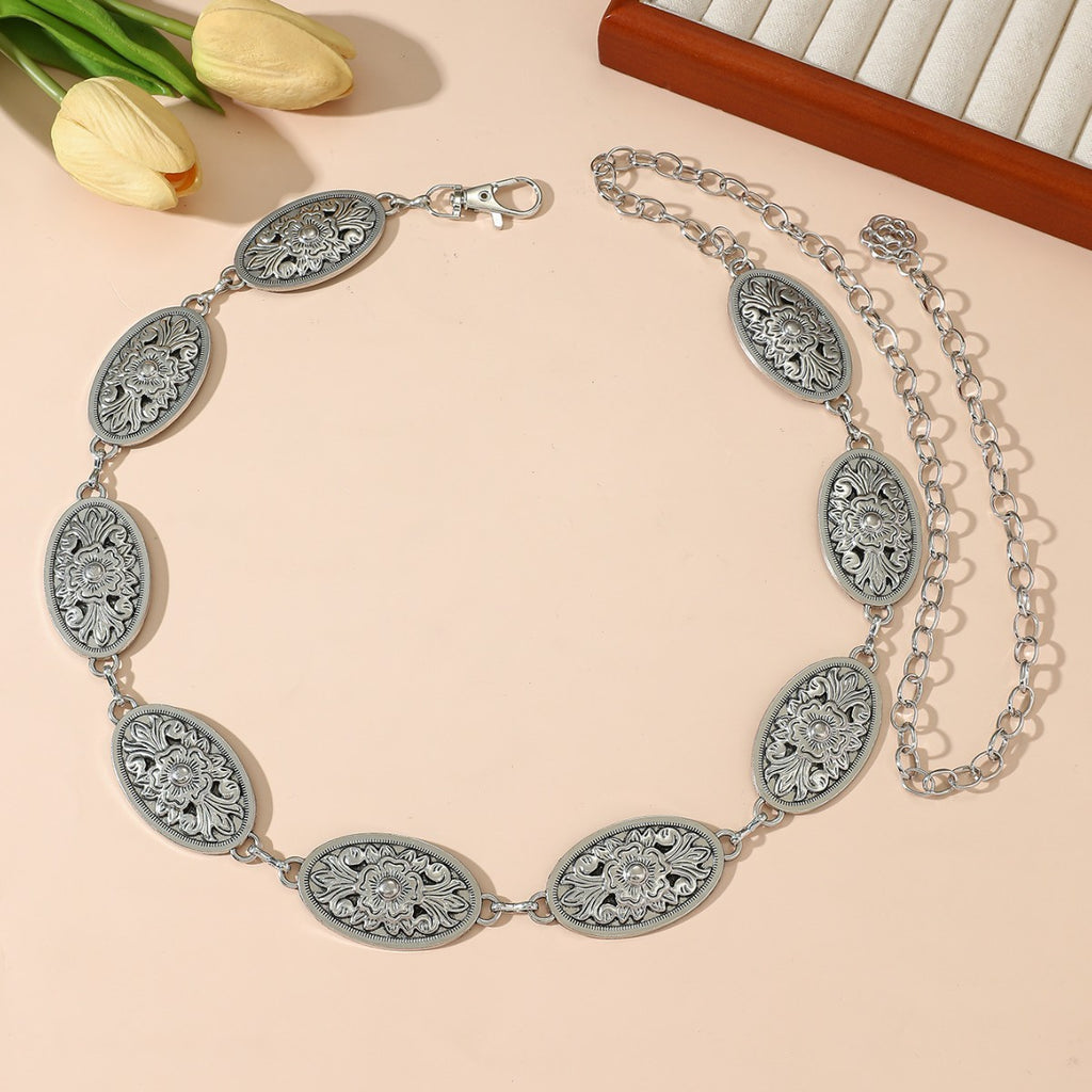 Boho Medallion Waist Chain Belt - Silvery