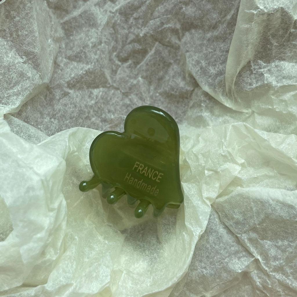 Drip Heart Mini Hair Claw Clip - Green