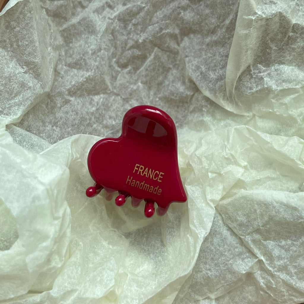 Drip Heart Mini Hair Claw Clip - Red