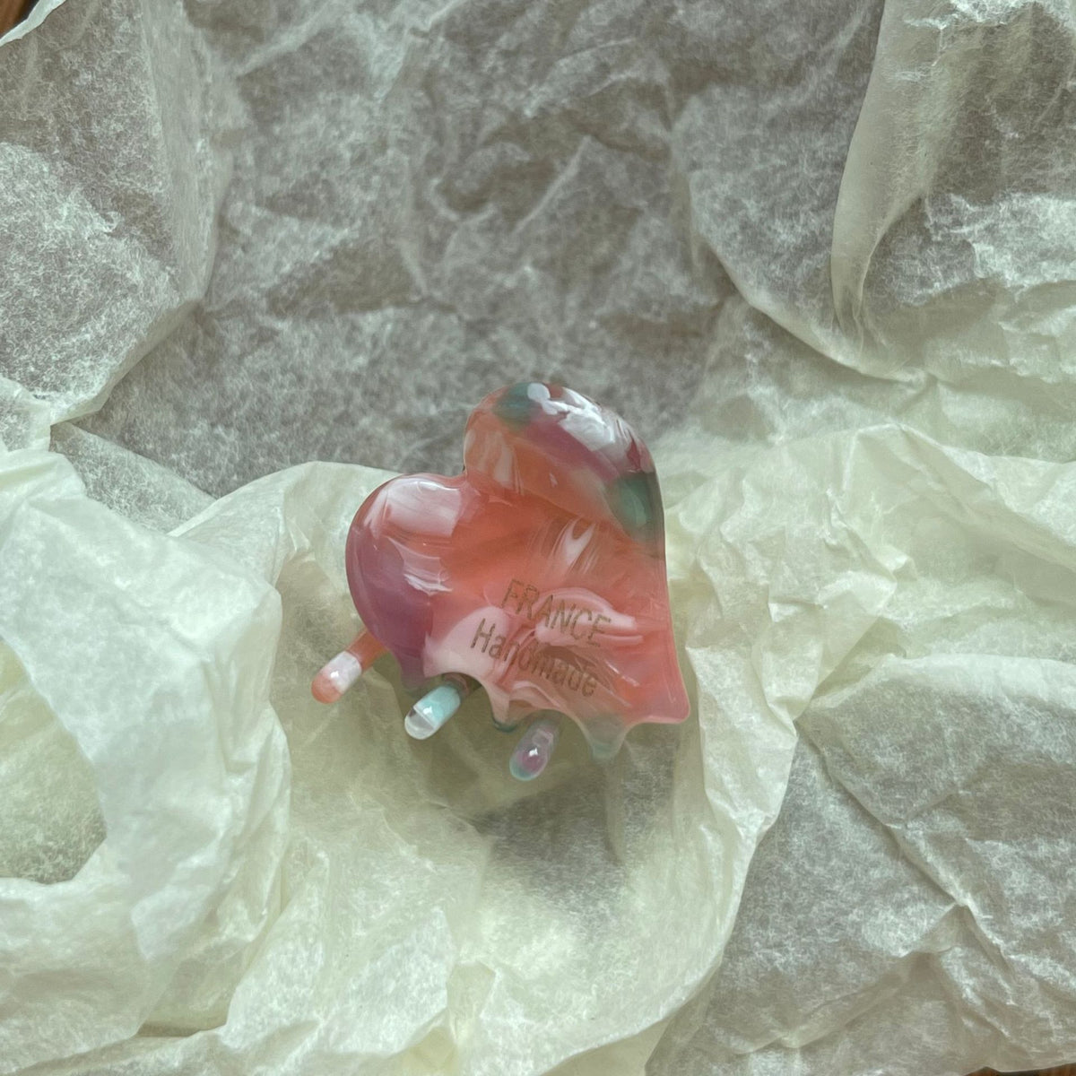 Drip Heart Mini Hair Claw Clip - candy