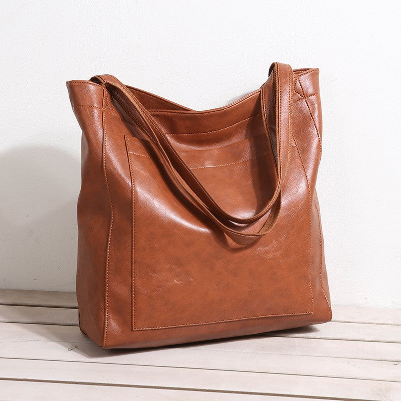 Tall Slouchy Faux Leather Shoulder Tote