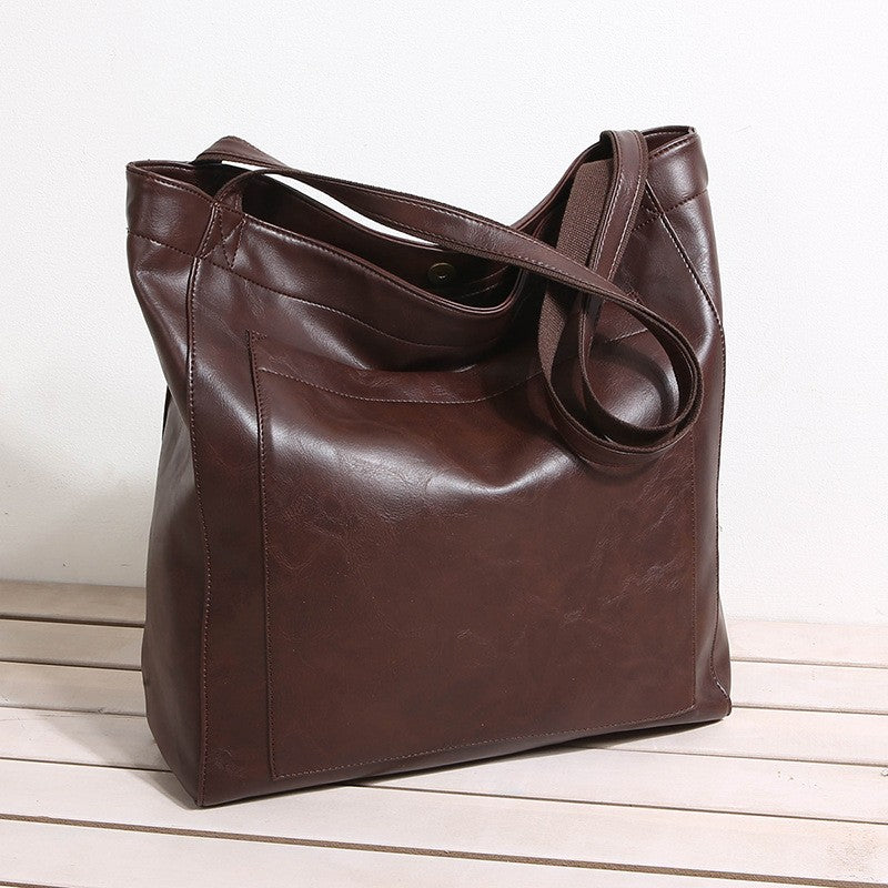 Tall Slouchy Faux Leather Shoulder Tote