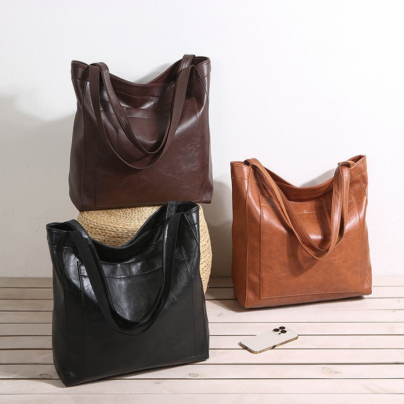 Tall Slouchy Faux Leather Shoulder Tote