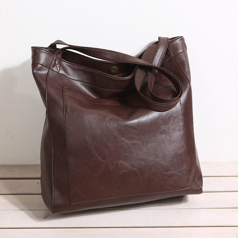 Tall Slouchy Faux Leather Shoulder Tote