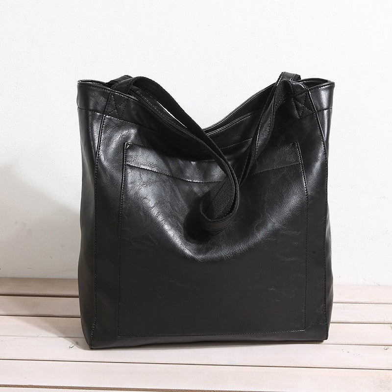Tall Slouchy Faux Leather Shoulder Tote