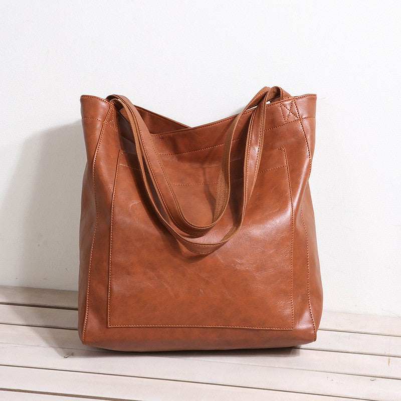 Tall Slouchy Faux Leather Shoulder Tote