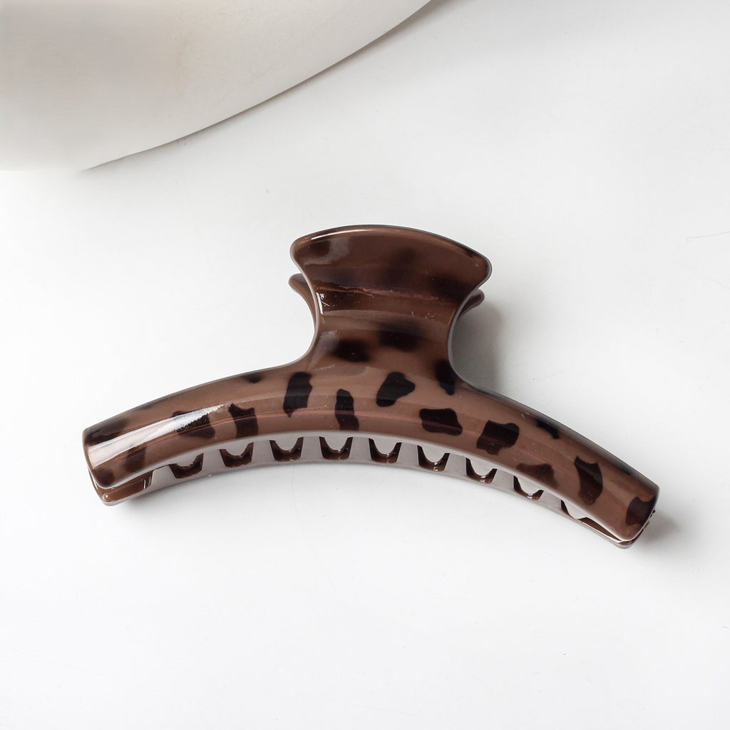 Leopard Print Bow Hair Claw Clip - Dark_01