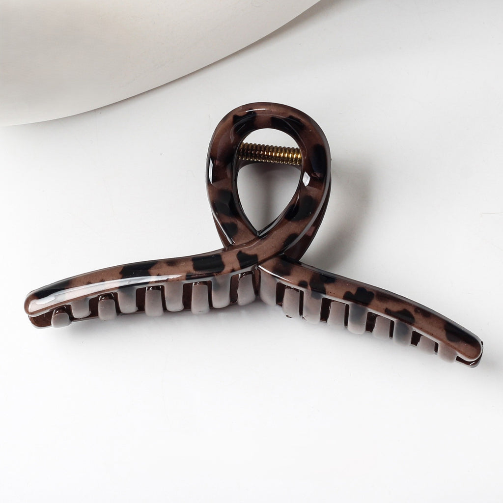 Leopard Print Bow Hair Claw Clip - Dark_07