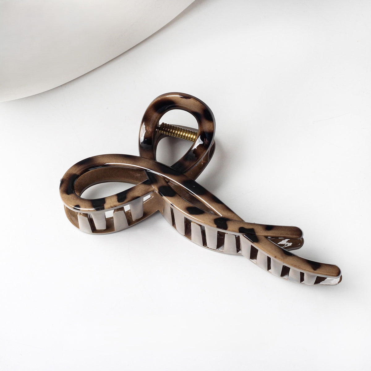 Leopard Print Bow Hair Claw Clip - Light_06