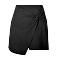Twist Front Faux Wrap Mini Skirt - Black