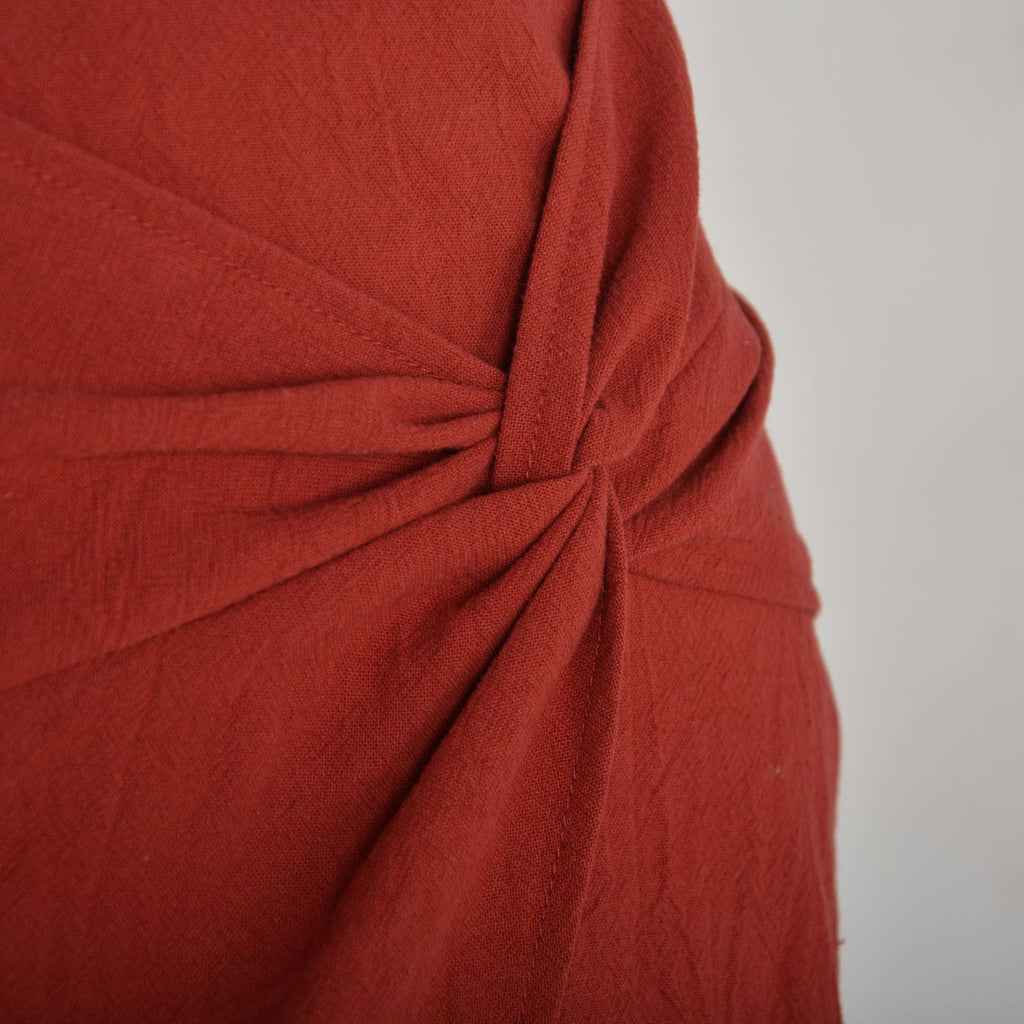 Twist Front Faux Wrap Mini Skirt - Red - 3