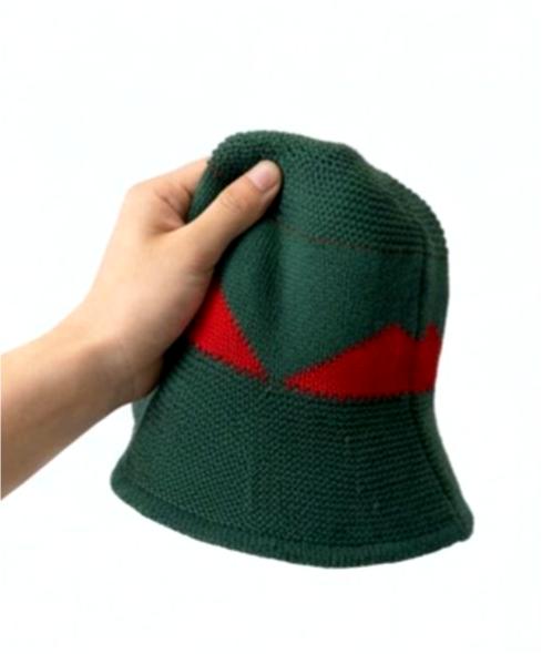 Foldable Knit Wizard Hat With Curved Tip - Green - 2