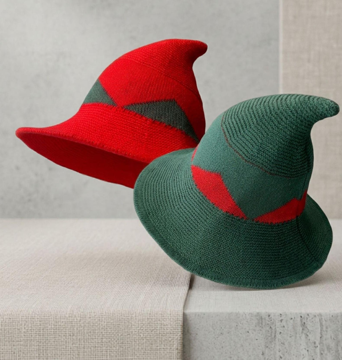 Foldable Knit Wizard Hat With Curved Tip - view 2