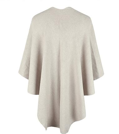 Faux Fur Pom Trim Open Knit Cardigan - Apricot - 1
