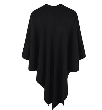 Faux Fur Pom Trim Open Knit Cardigan - black - 1