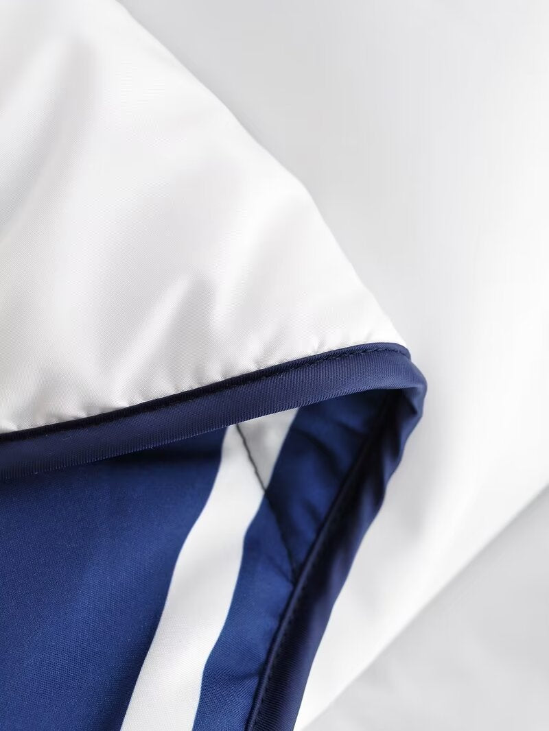 Toile Print Quilted Shawl Collar Jacket - Blue - 11