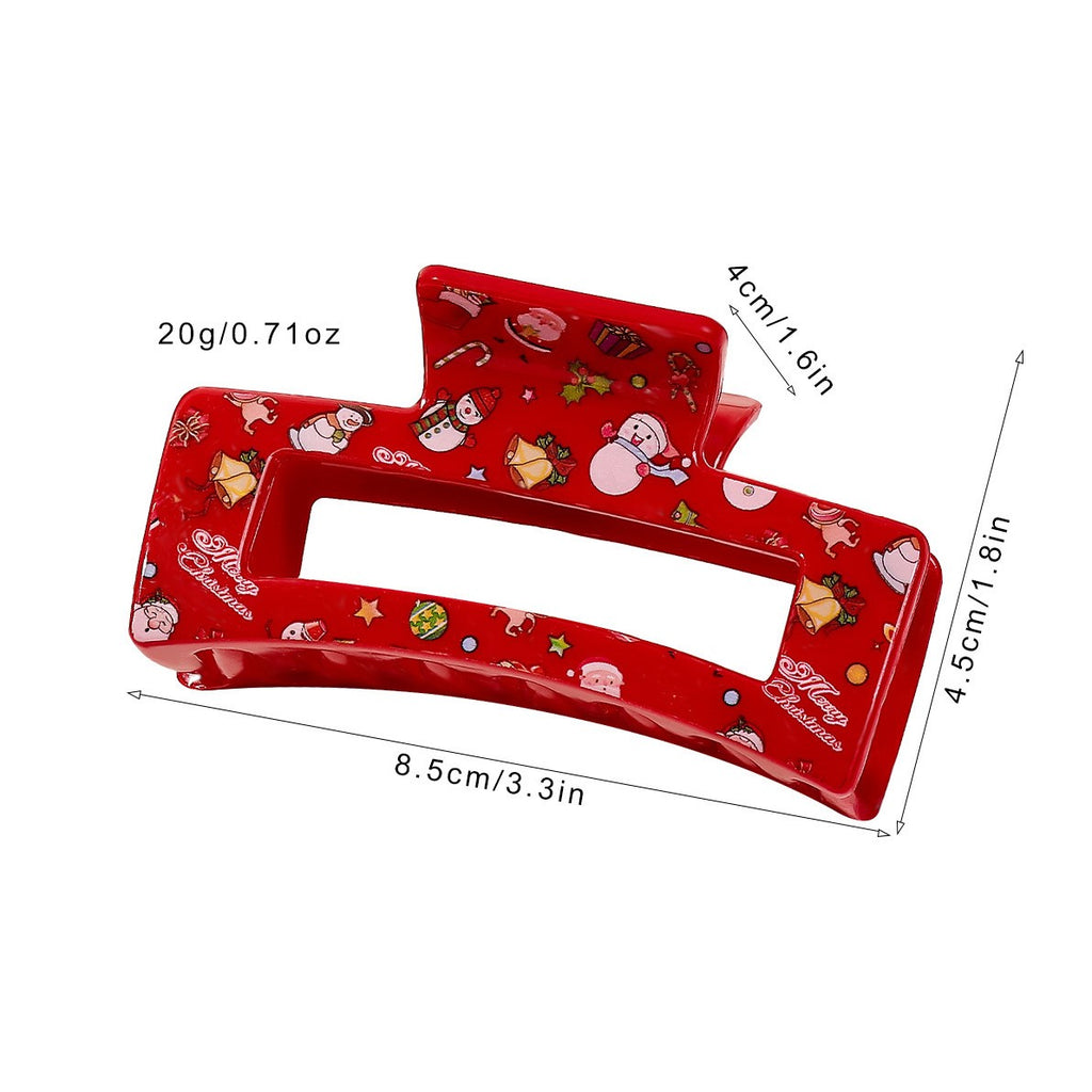 Christmas Print Rectangle Hair Claw Clip - view 3