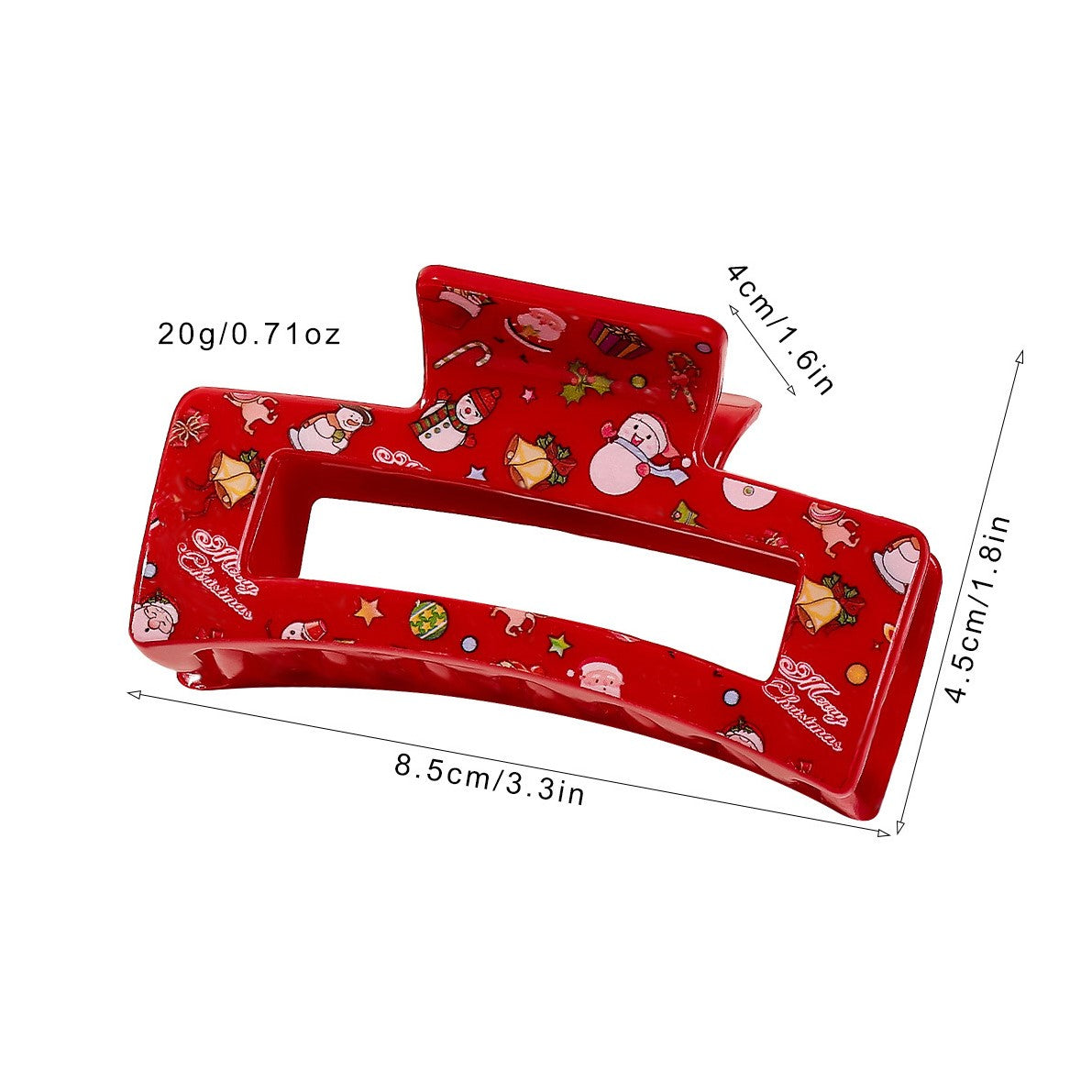 Christmas Print Rectangle Hair Claw Clip - view 3