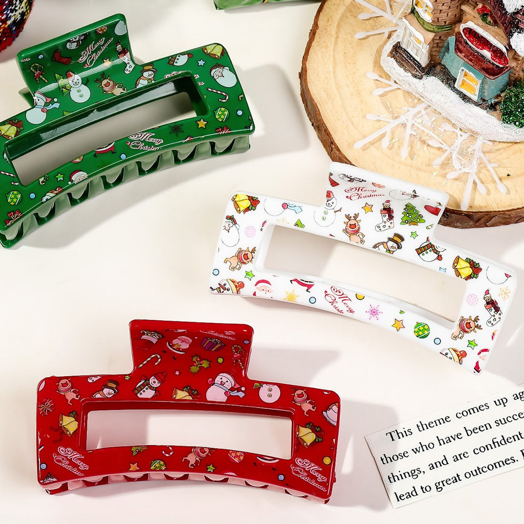 Christmas Print Rectangle Hair Claw Clip - view 4