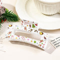 Christmas Print Rectangle Hair Claw Clip - white
