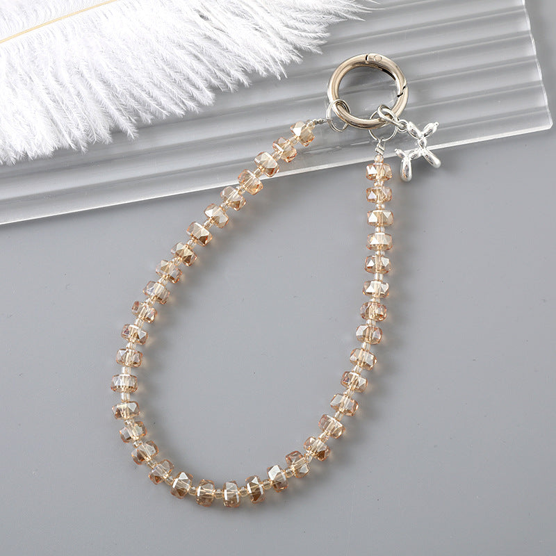 Crystal Beaded Starfish Phone Strap - Champagne